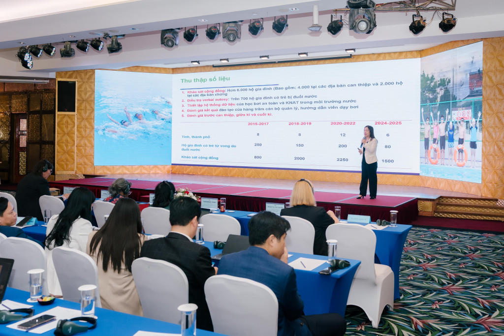 Giám đốc quốc gia tại Việt Nam, Tổ chức Chiến dịch vì Trẻ em không thuốc lá, Hoa Kỳ (CTFK) Đoàn Thu Huyền phát biểu tại hội nghị (
Ảnh: Tuệ Minh)
