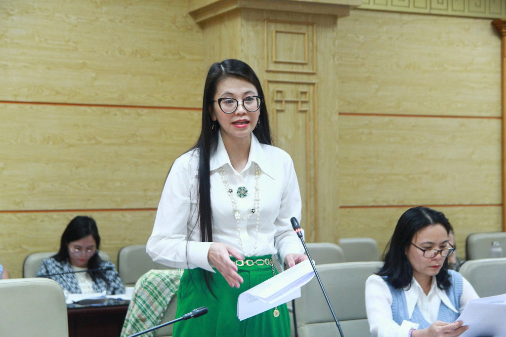 PGS.TS. Lưu Bích Ngọc, Chánh Văn phòng Hội đồng Quốc gia Giáo dục và Phát triển nhân lực, Bộ Giáo dục và Đào tạo chia sẻ một số chính sách về dân số tại cuộc họp (Ảnh: VGP/HM)