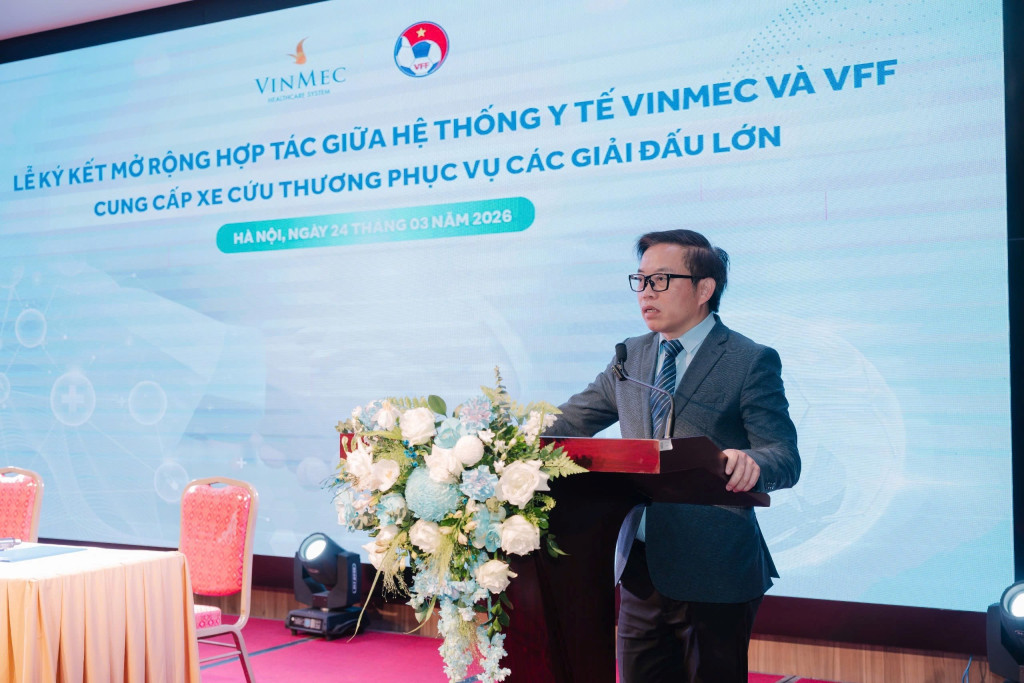 GS.TS.BS Trần Trung Dũng - Tổng Giám đốc Hệ thống Y tế Vinmec - phát biểu tại lễ ký kết.