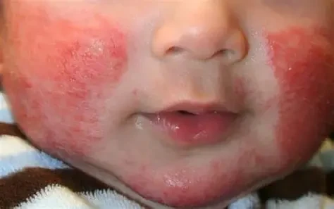 Viêm da cơ địa khiến trẻ ngứa ngáy, khó chịu và dễ quấy khóc. (Ảnh: Sưu tầm)