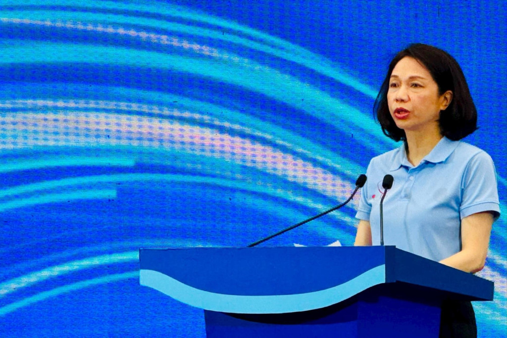 Phó Chủ tịch UBND thành phố Hà Nội Vũ Thu Hà phát biểu hưởng ứng tại chương trình (Ảnh: Minh Thu)