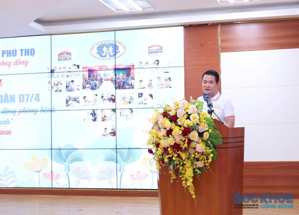 BSCKII Lê Đình Thanh Sơn – Giám đốc Bệnh viện phát biểu tại chương trình (ảnh:TL)