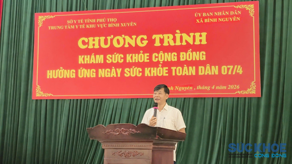 Lãnh đạo TTYT khu vực Bình Xuyên phát biểu tại chương trình (ảnh: TL)