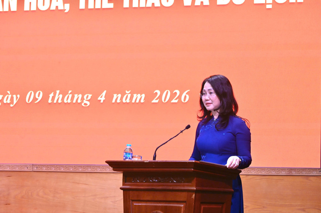Bộ trưởng Lâm Thị Phương Thanh phát biểu tại Lễ bàn giao nhiệm vụ (Ảnh: TITC)