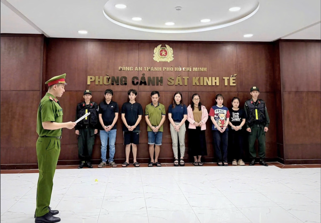 Các đối tượng tại cơ quan công an (Ảnh: CACC)
