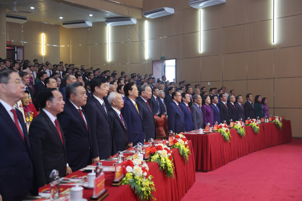 Tổng Bí thư, Chủ tịch nước Tô Lâm và các lãnh đạo, nguyên lãnh đạo Đảng, Nhà nước tham dự lễ kỷ niệm 120 năm Ngày sinh Tổng Bí thư Hà Huy Tập ( Ảnh BTC cung cấp)