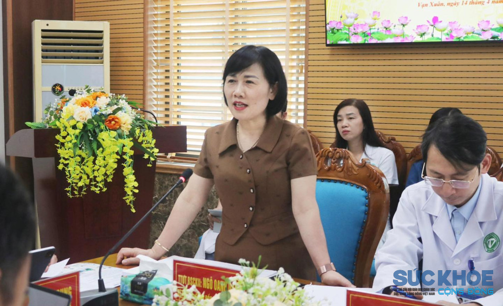 BS> Ngô Oanh Oanh, Giám đốc TTYT khu vực Tam Nông phát biểu tại buổi làm việc (ảnh: TL)