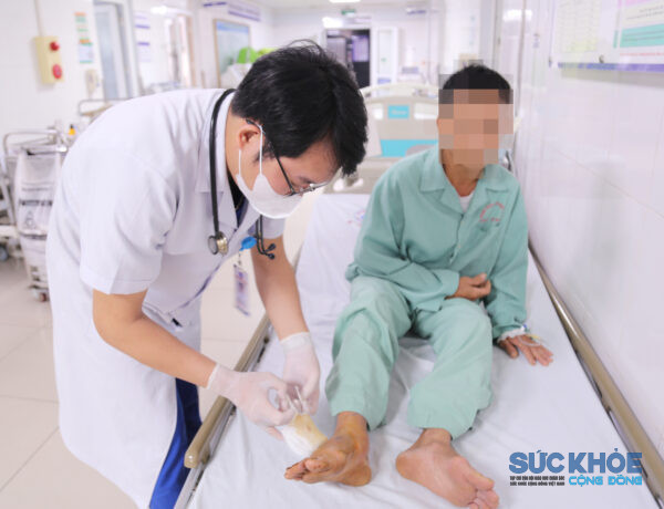 ThS. BS Trần Ngọc Anh – Khoa Hồi sức tích cực – Chống độc kiểm tra vết thương cho người bệnh bị rắn cắn (ảnh:TL)