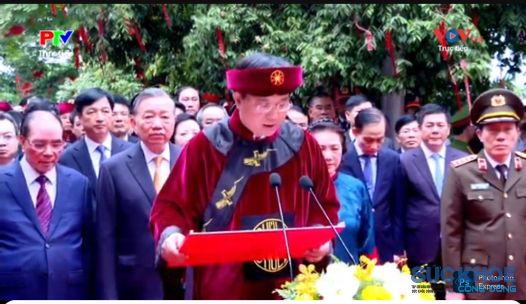 Thay mặt đồng bào cả nước, trước anh linh các Vua Hùng, Chủ tịch UBND tỉnh Phú Thọ Tần Duy Đông – Chủ lễ Giỗ Tổ Hùng Vương năm 2026 – đã đọc Chúc văn, khẳng định ý nghĩa thiêng liêng, to lớn của ngày Quốc giỗ. (ảnh: Đình Thơm)