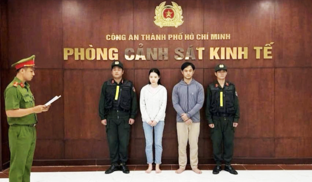 Vợ chồng Trần Thị Như Hảo, Nguyễn Trọng Anh bị bắt (Ảnh: CACC)