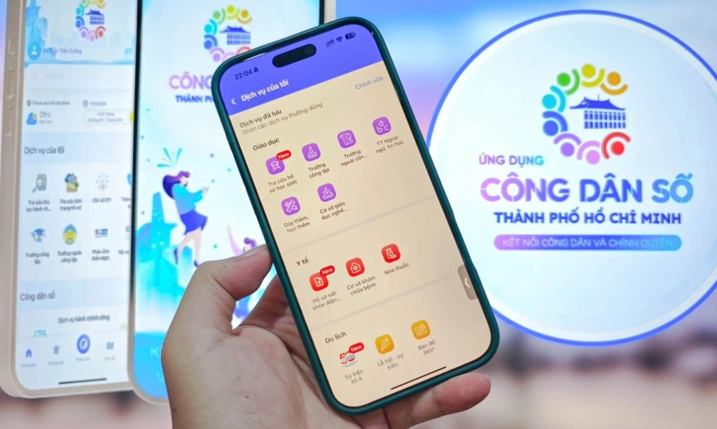 Giao diện ứng dụng Công dân số TP. Hồ Chí Minh (Ảnh: Huy Đức)