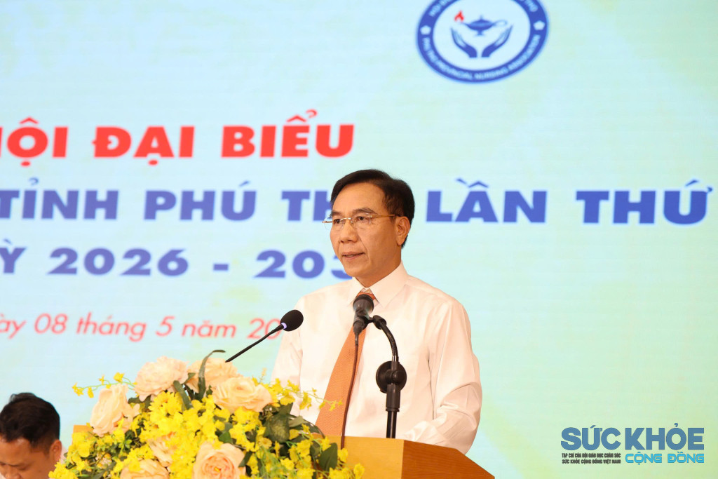 TS.BS Lê Hồng Trung – Tỉnh uỷ viên, Giám đốc Sở Y tế phát biểu tại Đại hội (ảnh:ĐT)