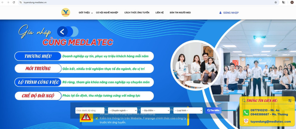 Website tuyển dụng chính thức của MEDLATEC