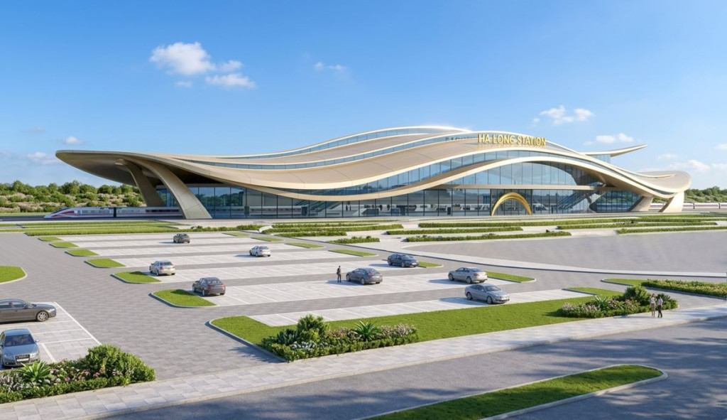 Điểm cuối của tuyến đường sắt tốc độ cao Hà Nội - Quảng Ninh đặt tại Vinhomes Global Gate Hạ Long. 
