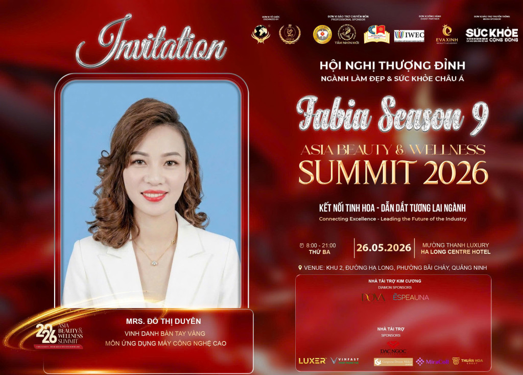 Thư mời vinh danh Đỗ Thị Duyên tại FABIA Season 9 - Asia Beauty & Wellness Summit 2026 (Ảnh: BTC)