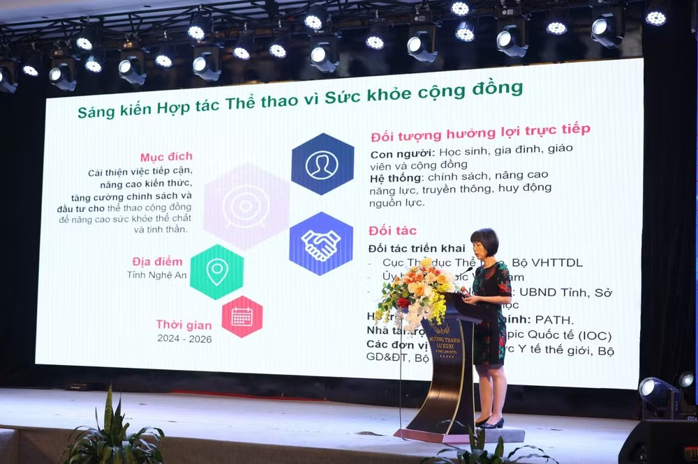Tiến sĩ, bác sĩ Lê Thị Thu Hiền, Giám đốc Chương trình Chăm sóc Sức khỏe Ban đầu của PATH phát biểu