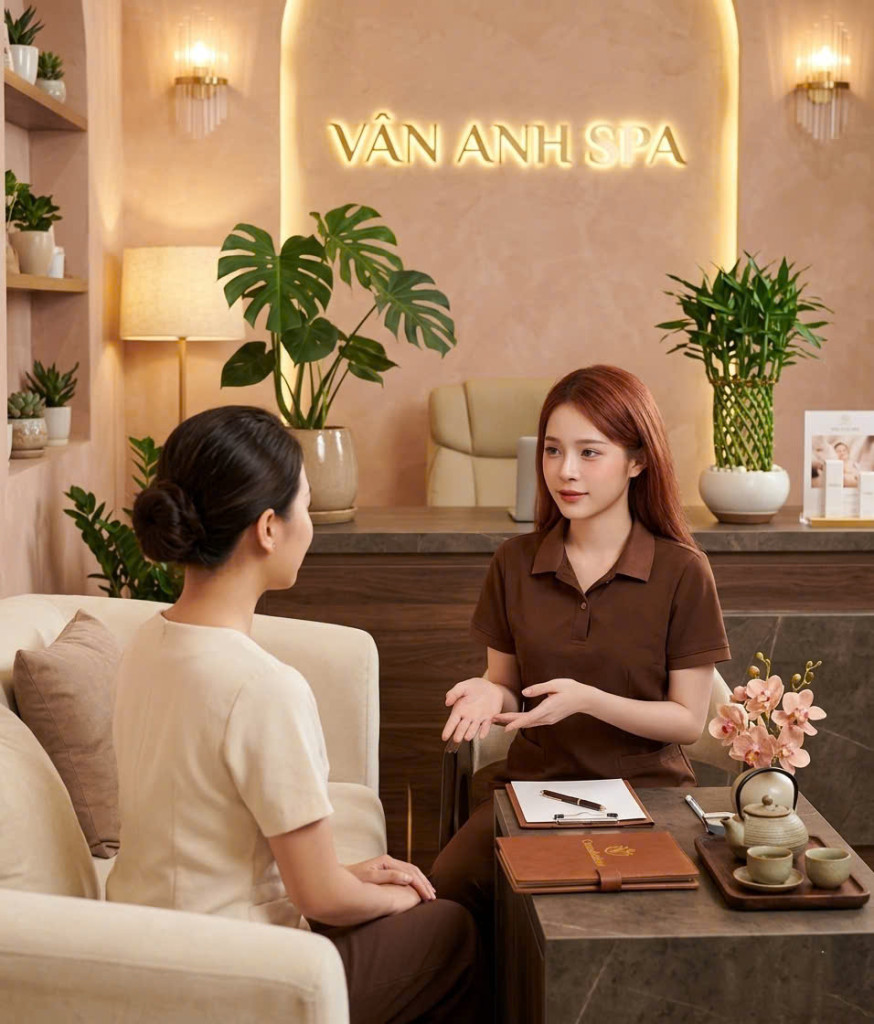 Vân Anh tư vấn và lắng nghe khách hàng (Ảnh; BTC)