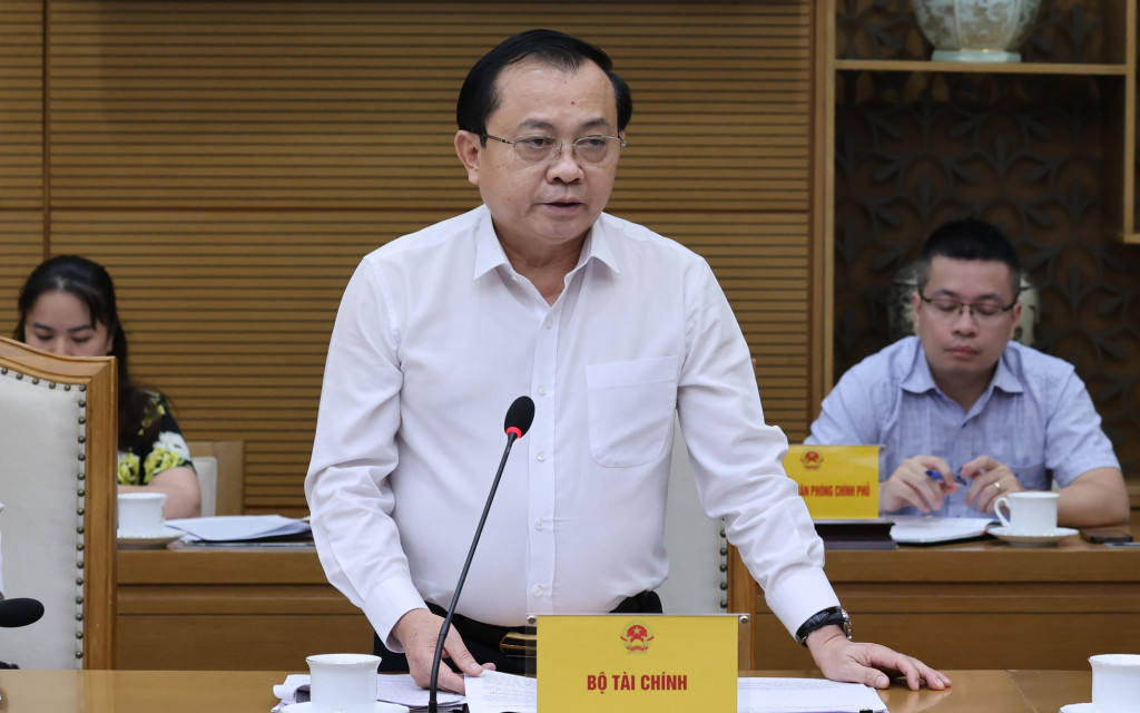 Thứ trưởng Bộ Tài chính Lê Tấn Cận phát biểu tại cuộc họp (Ảnh: VGP/Phương Nguyên)