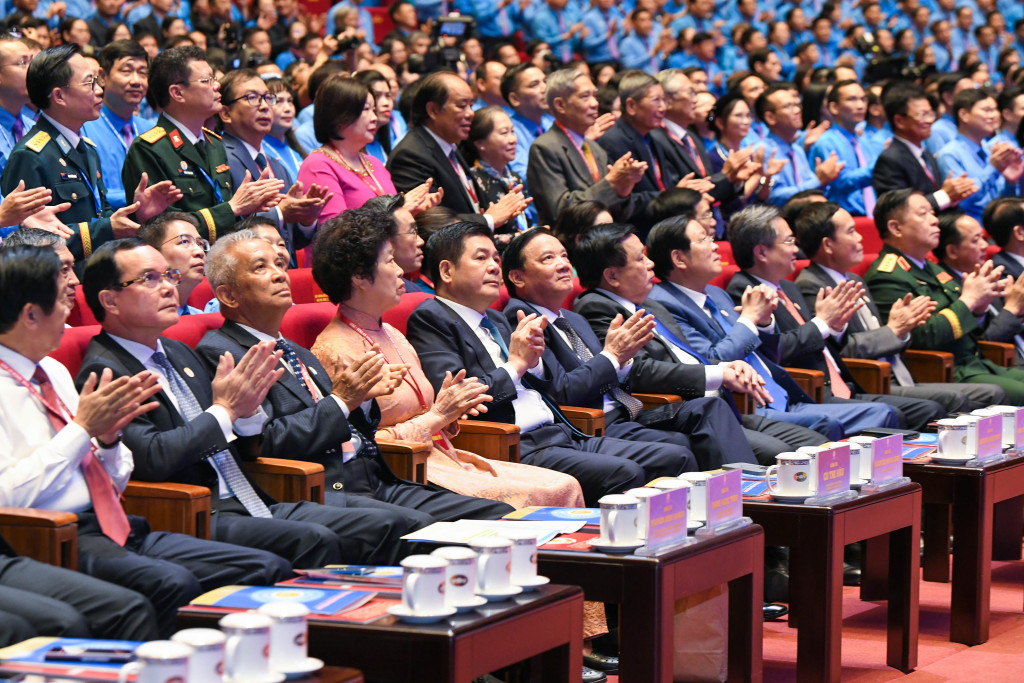 Các đại biểu dự Đại hội XIV Công đoàn Việt Nam (Ảnh: Lâm Hiển)