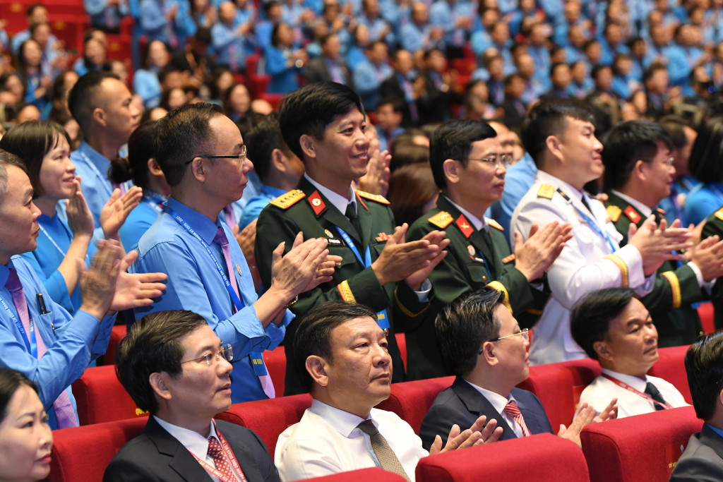Các đại biểu dự Đại hội XIV Công đoàn Việt Nam (Ảnh: Lâm Hiển)