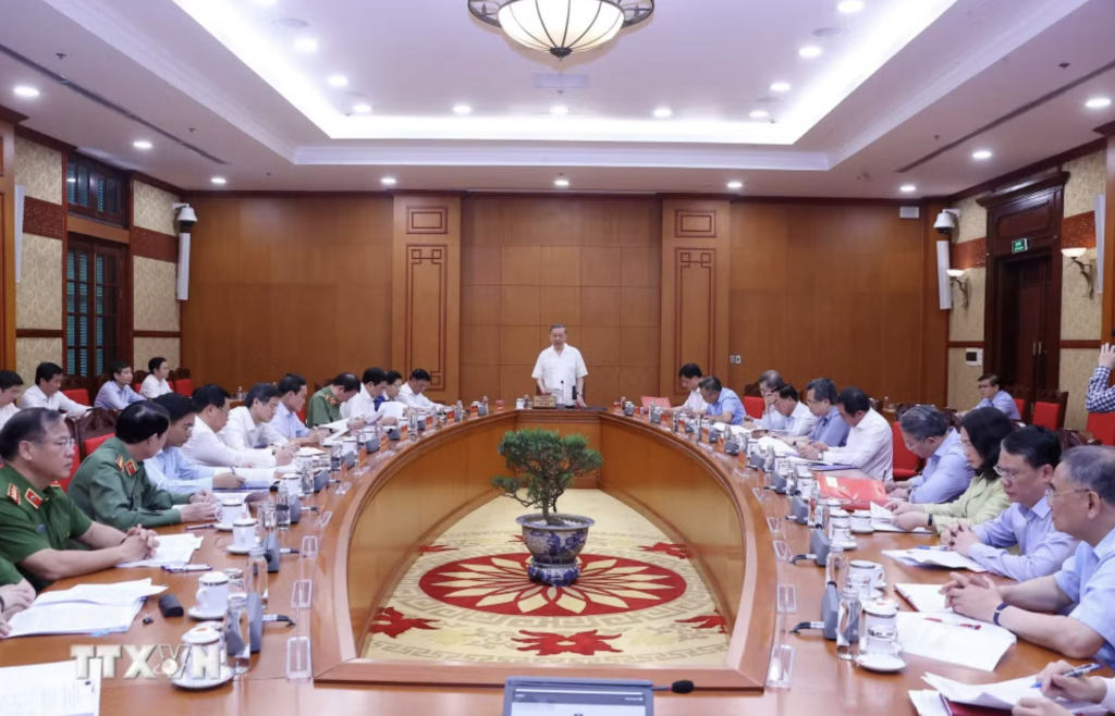 Tổng Bí thư, Chủ tịch nước nhấn mạnh quyết tâm xây dựng nghị quyết với tư duy mới, tầm nhìn xa, nội dung sâu và giải pháp khả thi, có tính hành động cao (Ảnh: TTXVN)