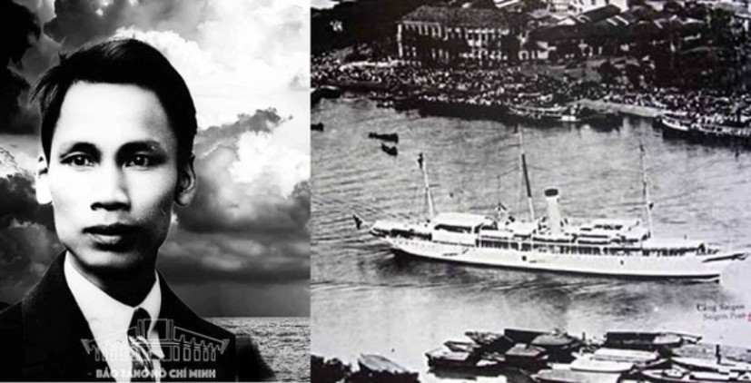 Ngày 5-6-1911, người thanh niên yêu nước Nguyễn Tất Thành đặt chân lên con tàu Amiral Latouche Treville tại bến cảng Nhà Rồng ra đi tìm đường cứu nước (Ảnh tư liệu)