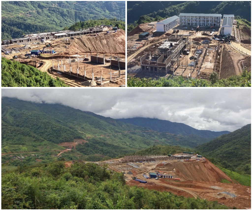 Công trường xây dựng Trường phổ thông nội trú liên cấp tiểu học và THCS xã Na Ngoi thời điểm hiện tại (Ảnh: VGP)