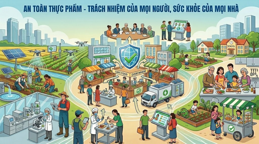 Hướng tới xây dựng môi trường thực phẩm an toàn, lành mạnh và tốt cho sức khỏe lâu dài.
(Ảnh minh họa)