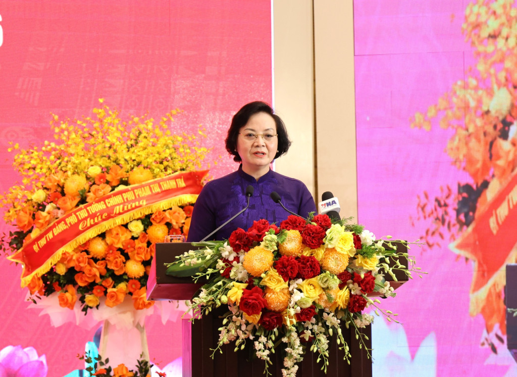 Bí thư Trung ương Đảng, Phó Thủ tướng Phạm Thị Thanh Trà, Chủ tịch Ủy ban Quốc gia về người cao tuổi Việt Nam phát biểu tại Hội nghị (Ảnh: VGP/Thu Giang)