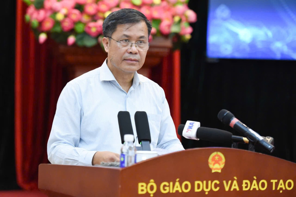 TS Lê Mỹ Phong, Phó Cục trưởng Cục Quản lý chất lượng, Bộ GD-ĐT phát biểu (Ảnh: Xuân Quý)