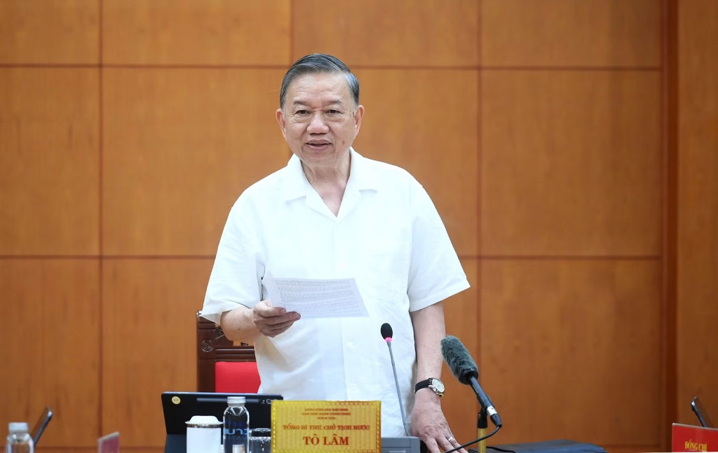 Tổng Bí thư, Chủ tịch nước Tô Lâm phát biểu tại cuộc làm việc (Ảnh: Đăng Khoa)