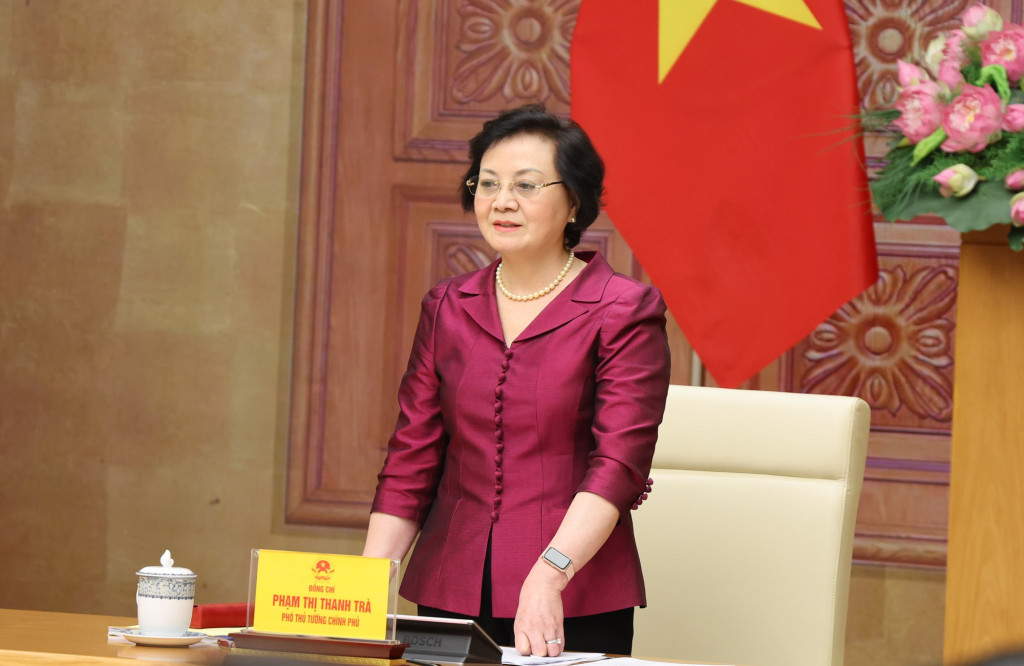 Bí thư Trung ương Đảng, Phó Thủ tướng Phạm Thị Thanh Trà chủ trì Hội nghị Ban Chỉ đạo triển khai các hoạt động kỷ niệm 80 năm Ngày Thương binh - Liệt sĩ (Ảnh: VGP/Thu Giang)