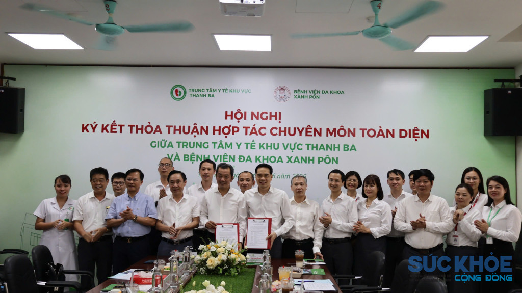 Ký kết hợp tác giữa Trung tâm Y tế khu vực Thanh Ba và Bệnh viện đa khoa Xanh Pôn (ảnh: TL)