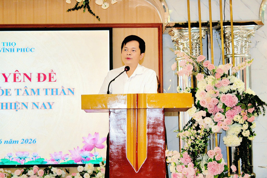 ThS. Lê Công Thiện - Phó Chủ tịch Hội Tâm thần học Việt Nam, Phó Viện trưởng Viện Sức khỏe Tâm thần Quốc gia, phát biểu tại hội nghị (ảnh: TL)
