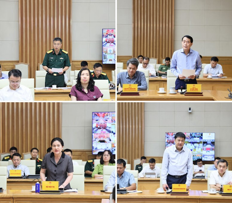 Lãnh đạo các bộ ngành, đơn vị nêu ý kiến tại Hội nghị (Ảnh: VGP/Thu Giang)