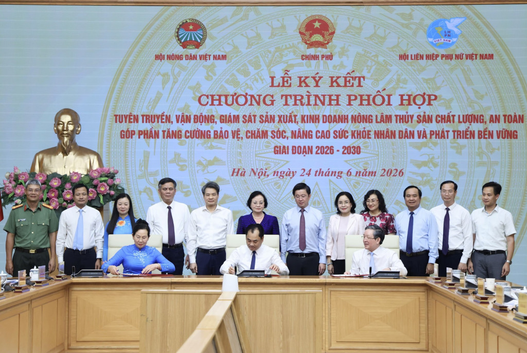 Phó Thủ tướng Phạm Thị Thanh Trà và các đại biểu chứng kiến việc ký kết (Ảnh: VGP/Thu Giang)