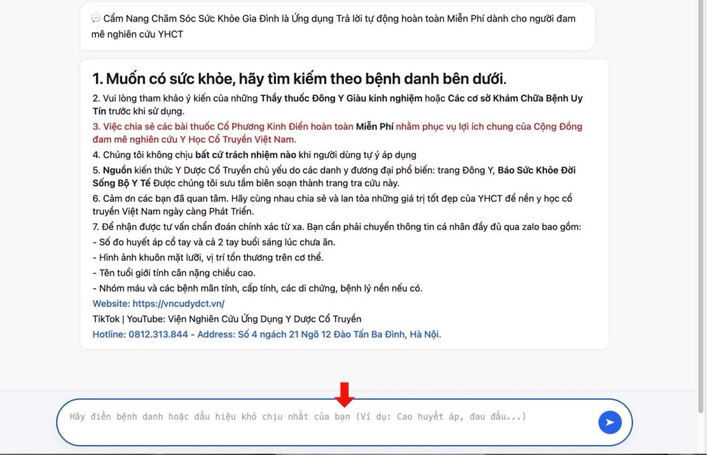Giao diện “Tủ thuốc gia đình” được xây dựng theo định hướng trở thành kho dữ liệu khoa học về y học cổ truyền, giúp người dân tiếp cận thông tin chính thống một cách thuận tiện, dễ hiểu và có hệ thống
