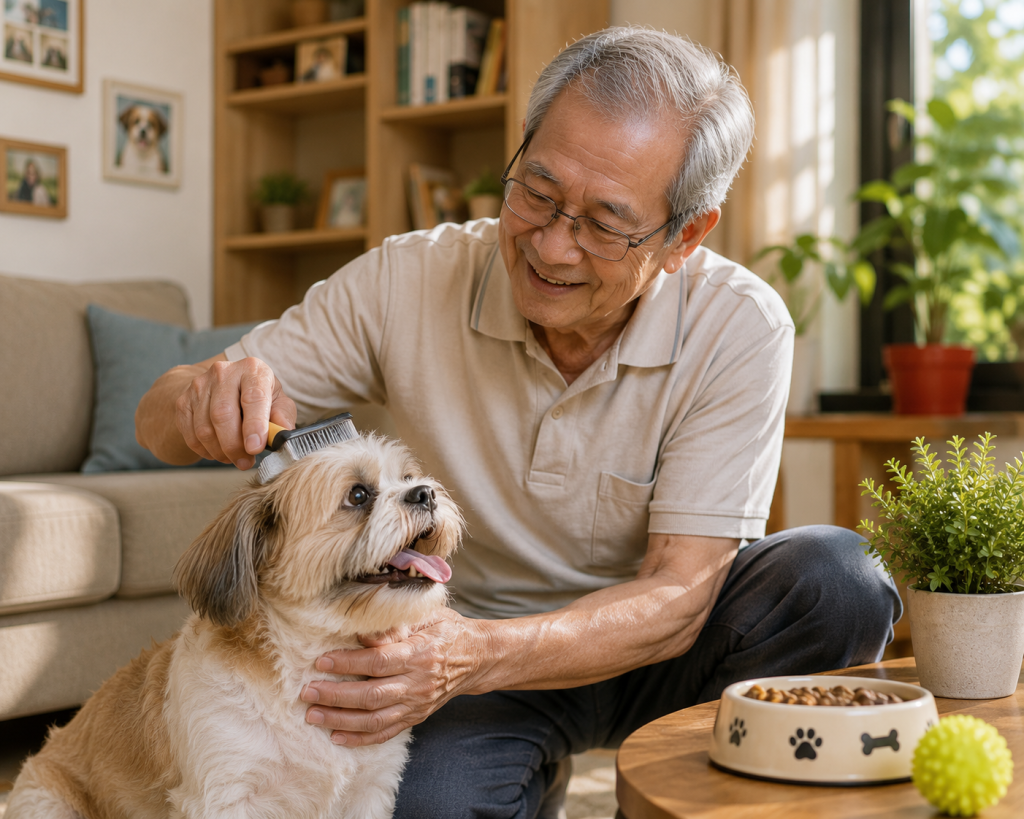 Chăm sóc thú cưng giúp  nâng cao tinh thần và chất lượng cuộc sống người già (Ảnh: Sưu tầm)