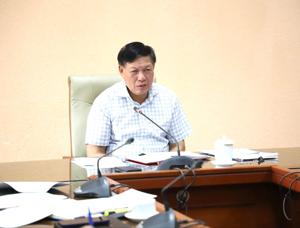 Thứ trưởng Bộ Y tế Đỗ Xuân Tuyên  phát biểu chủ trì cuộc họp (Ảnh: Bộ Y tế)