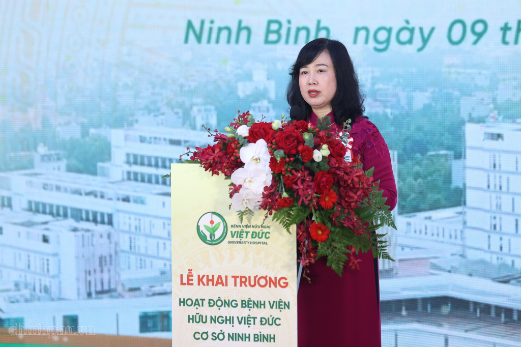 Bộ trưởng Bộ Y tế Đào Hồng Lan phát biểu tại buổi lễ (Ảnh: VGP/Nhật Bắc)