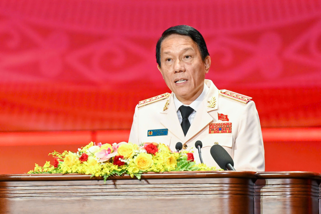 Đại tướng Lương Tam Quang, Bộ trưởng Bộ Công an phát biểu tại buổi lễ (Ảnh: VGP/Nhật BắcẢ)