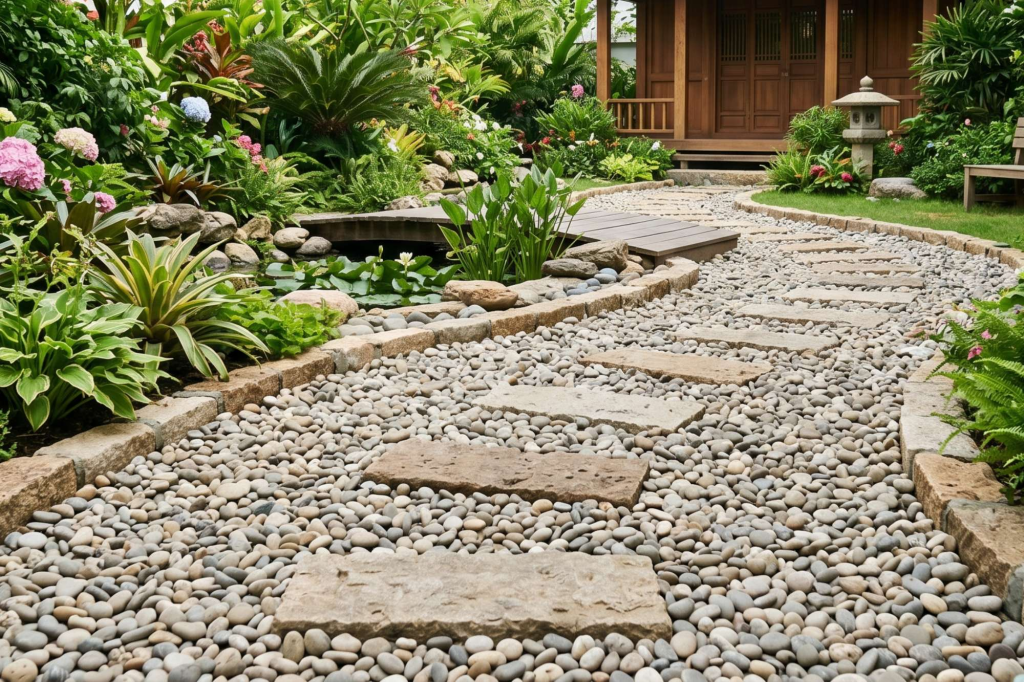 Rải sỏi quanh khu vực sân vườn (Ảnh: Sưu tầm)