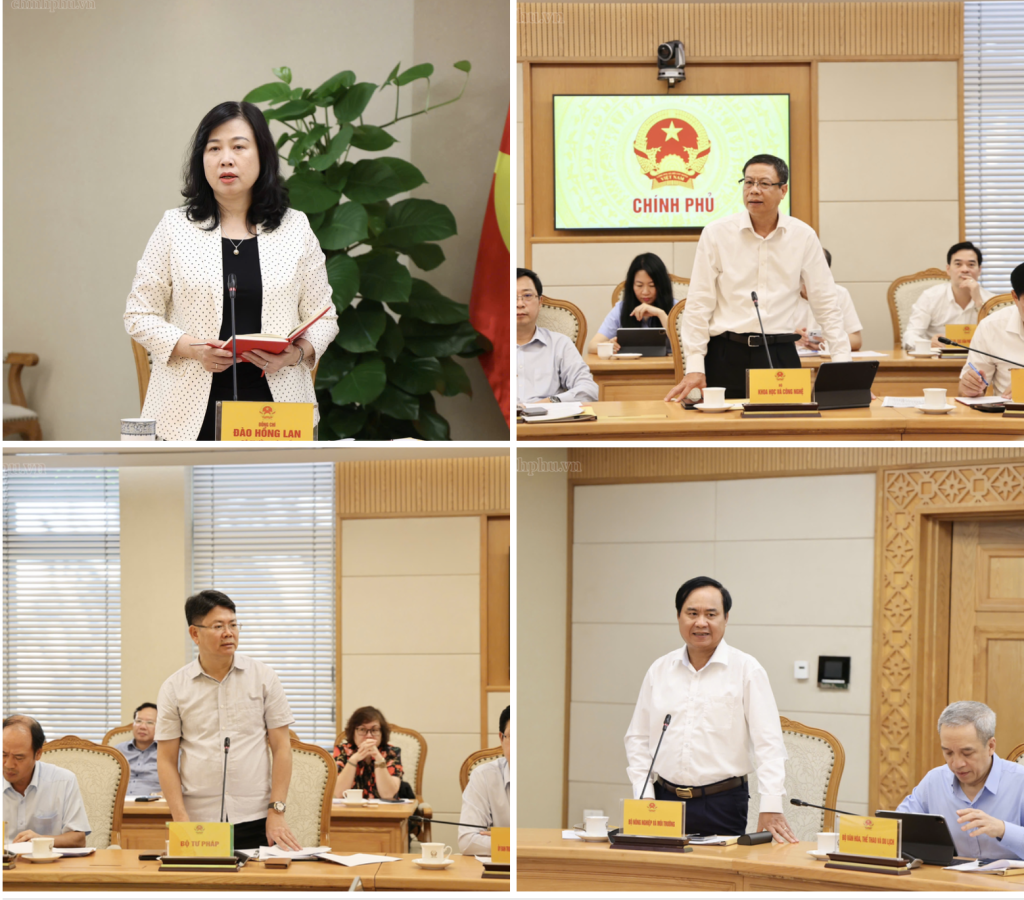 Lãnh đạo các bộ, ngành thảo luận, cho ý kiến tại phiên họp (Ảnh: VGP/Thu Giang)