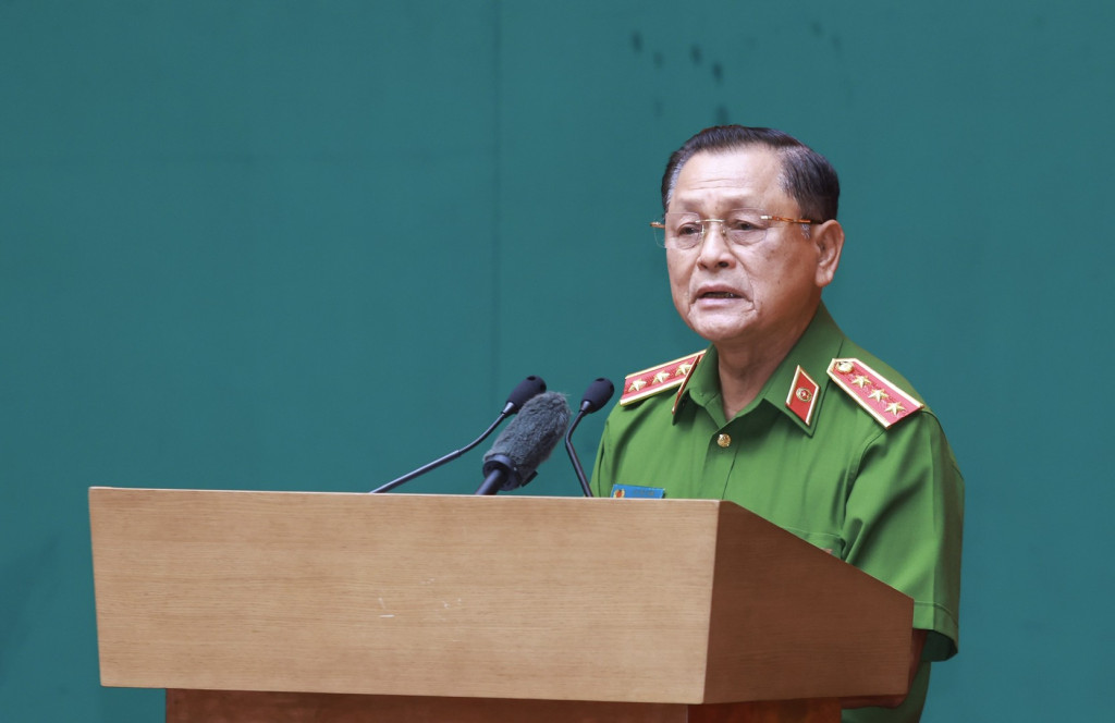 Thượng tướng Lê Thế Tiệm, nguyên Thứ trưởng Bộ Công an phát biểu tại buổi gặp mặt  (Ảnh: Bộ Công an)
