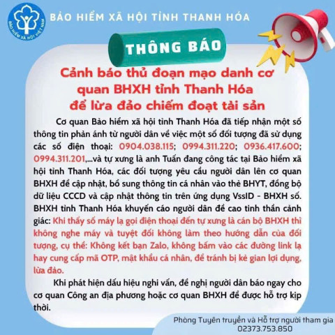 Cảnh báo mạo danh cơ quan Bảo hiểm xã hội để lừa đảo