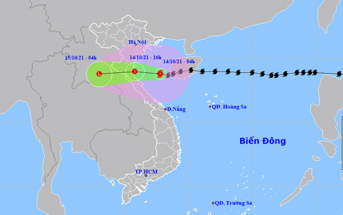 Dự báo thời tiết ngày 14/10: Bão số 8 giảm cấp trước khi đi vào đất liền, Bắc Bộ và Quảng Trị có mưa rất to