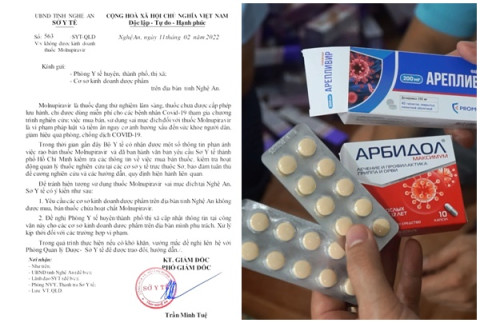 Sở Y tế Nghệ An ban hành công văn không được kinh doanh thuốc Molnupiravir.