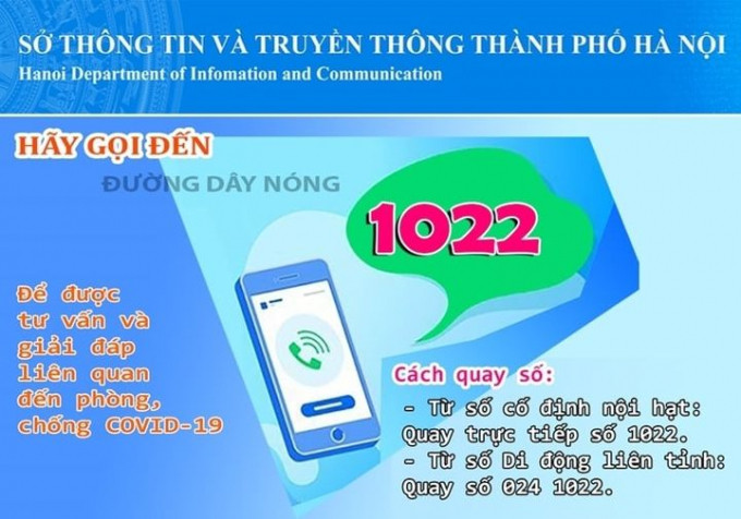 Hà Nội điều chỉnh các nhánh 1, 2 và 3 của Tổng đài điện thoại 1022
