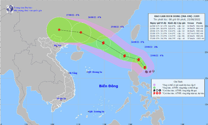 Tin bão gần Biển Đông (bão Ma-on): Bão mạnh cấp 9-10, giật cấp 12