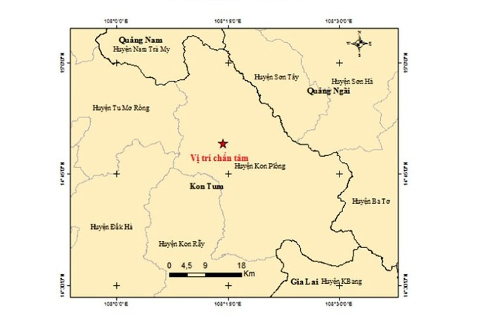 Kon Tum: Huyện Kon Plông lại xảy ra động đất vào rạng sáng ngày 31/8